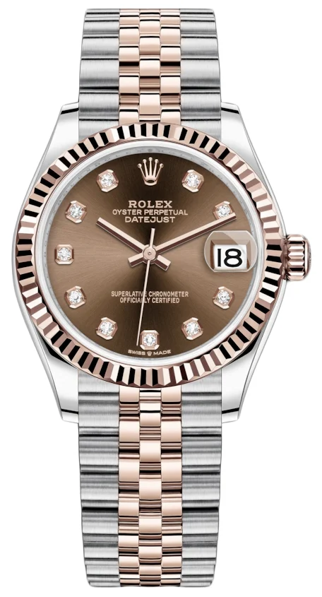 ROLEX DATEJUST 31MM ROSE GOLD & STAINLESS STEEL chocolate dial